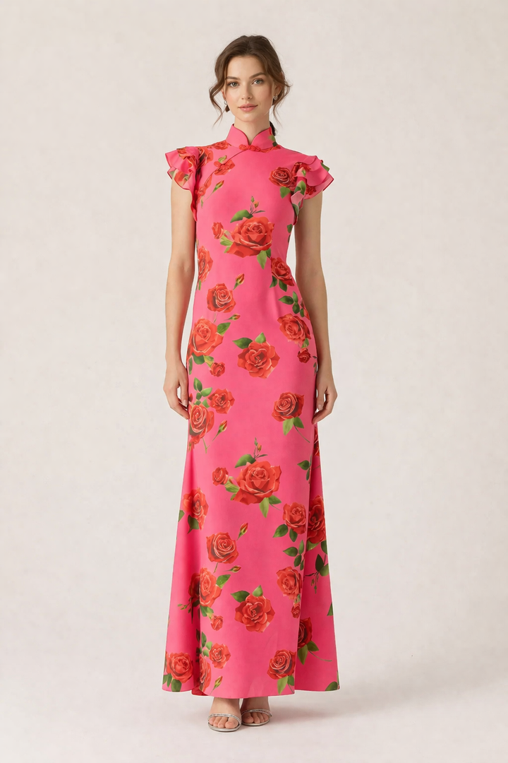 Lange gebloemde coltrui elegante casual stijl - Georgina