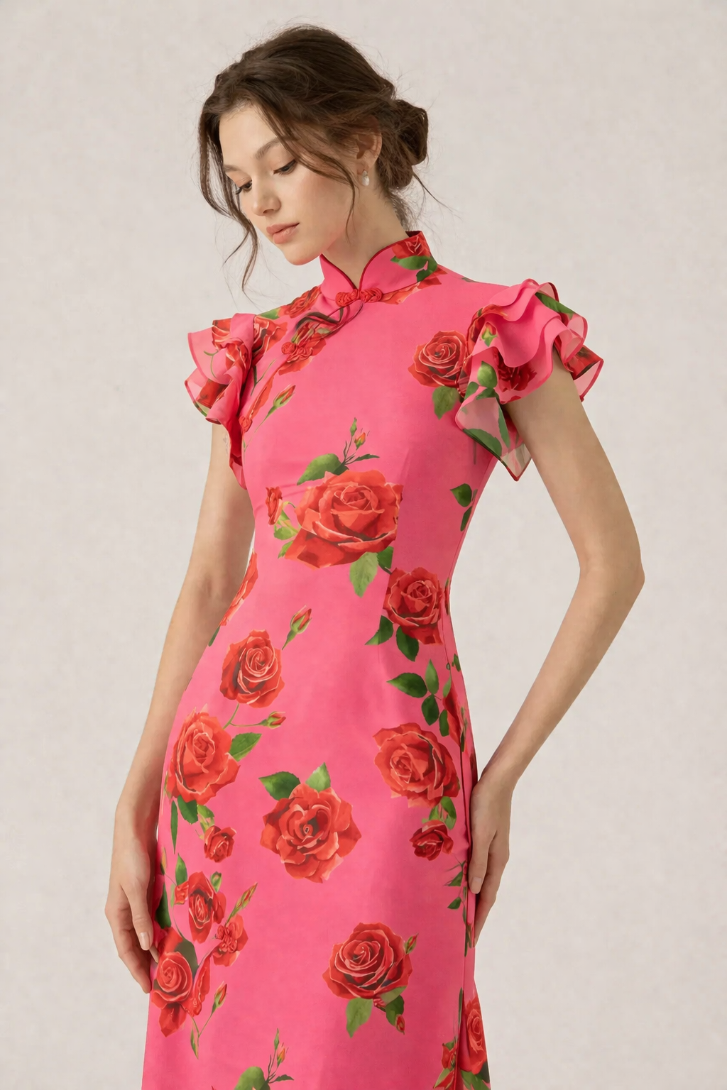 Lange gebloemde coltrui elegante casual stijl - Georgina