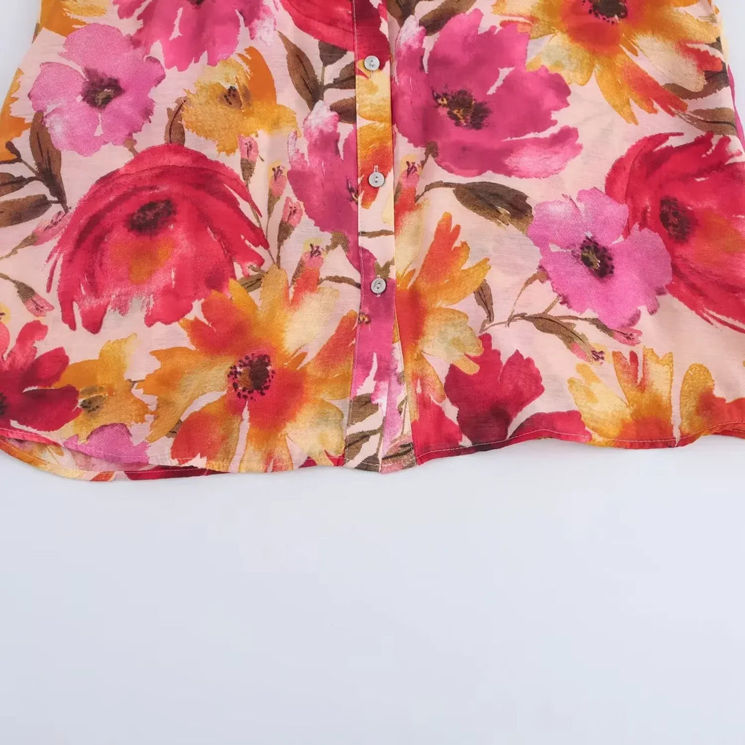 Gebloemde damesblouse met lange mouwen - Afrodite
