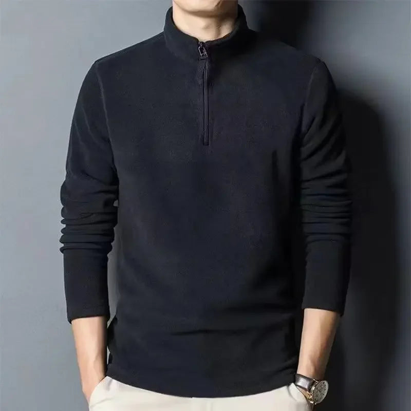 Fleece herentrui met halve rits - Braden