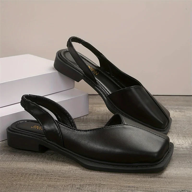 Vierkante teen slingback plat - Carmen