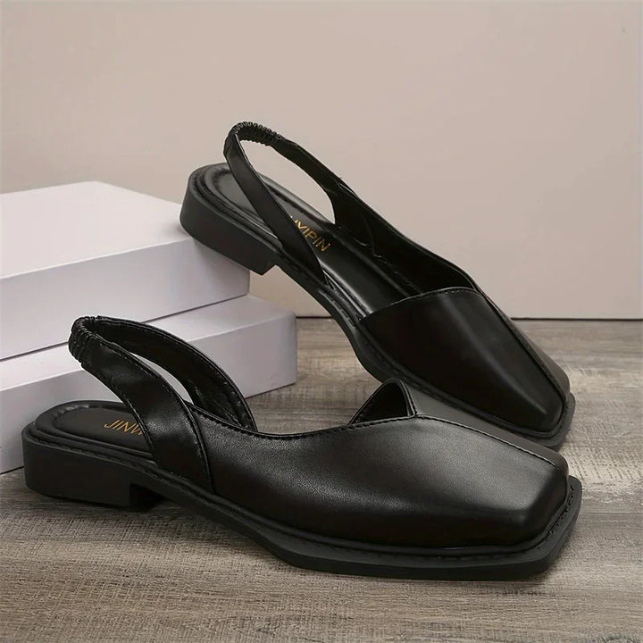 Vierkante teen slingback plat - Carmen