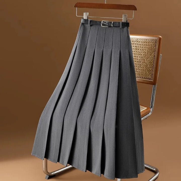 Geplooide midirok met ceintuur voor dames - elegant & veelzijdig
