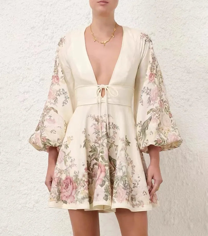 Mahalia - Gebloemde jurk met striksluiting