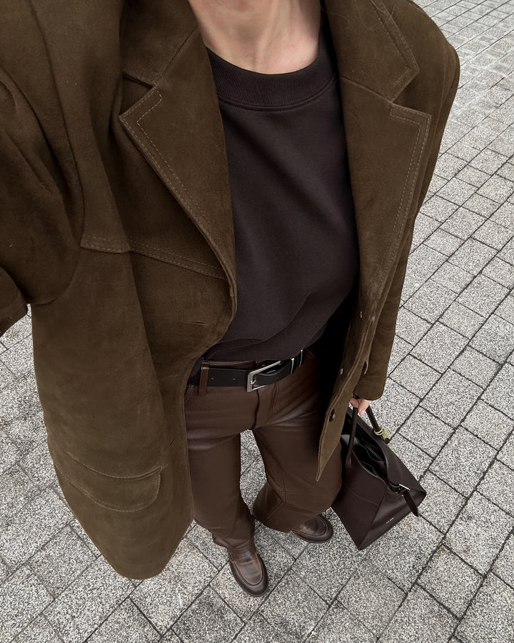 Los suède jasje met retro fluwelen revers - Loise