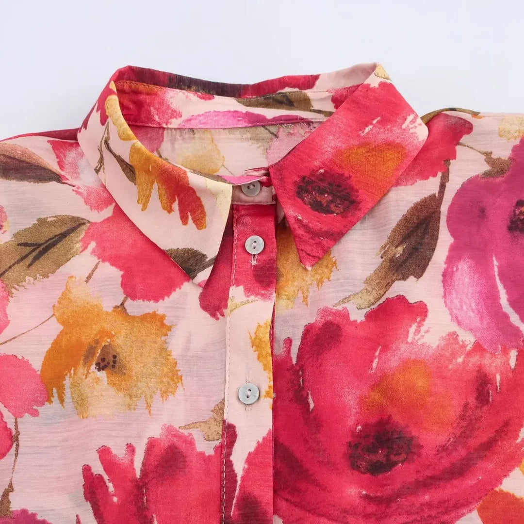 Gebloemde damesblouse met lange mouwen - Afrodite
