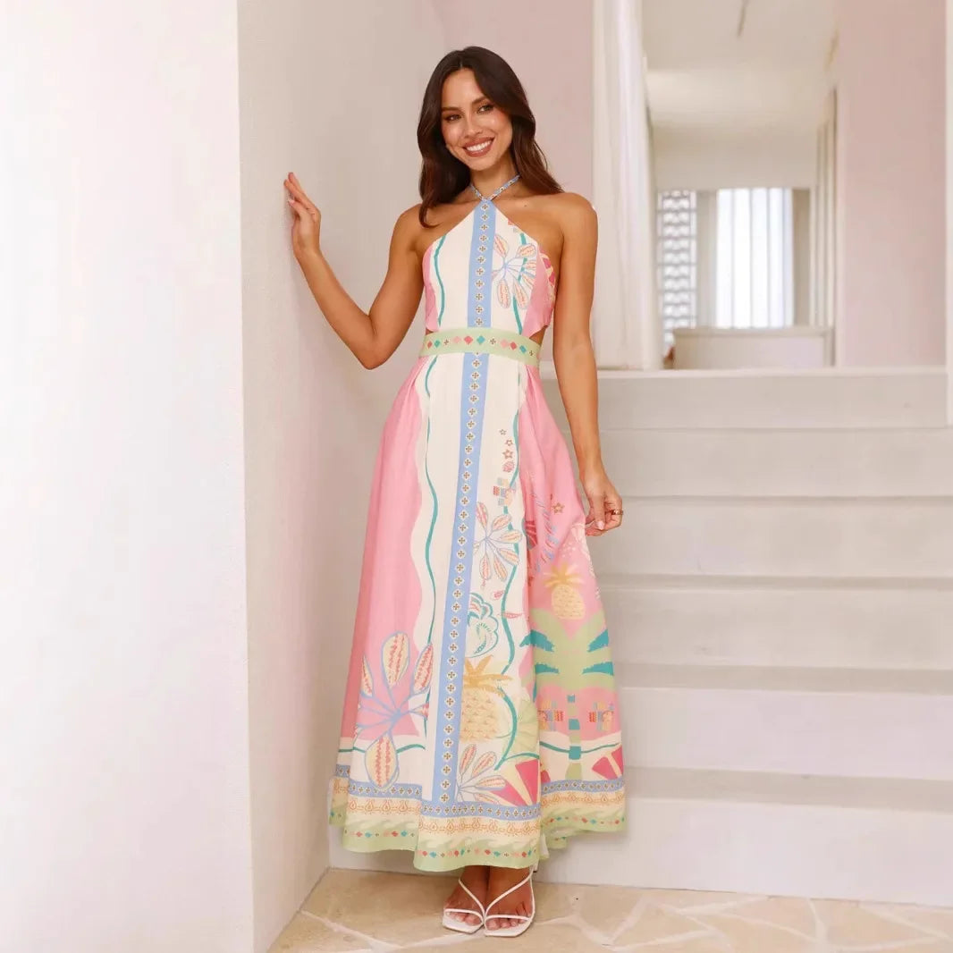 Valentina lange halterjurk met print voor dames - Valentina