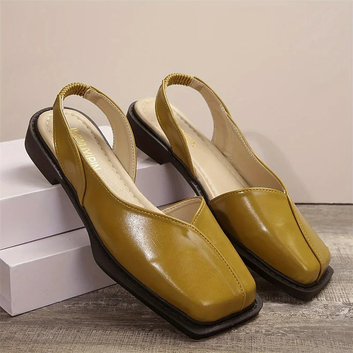 Vierkante teen slingback plat - Carmen