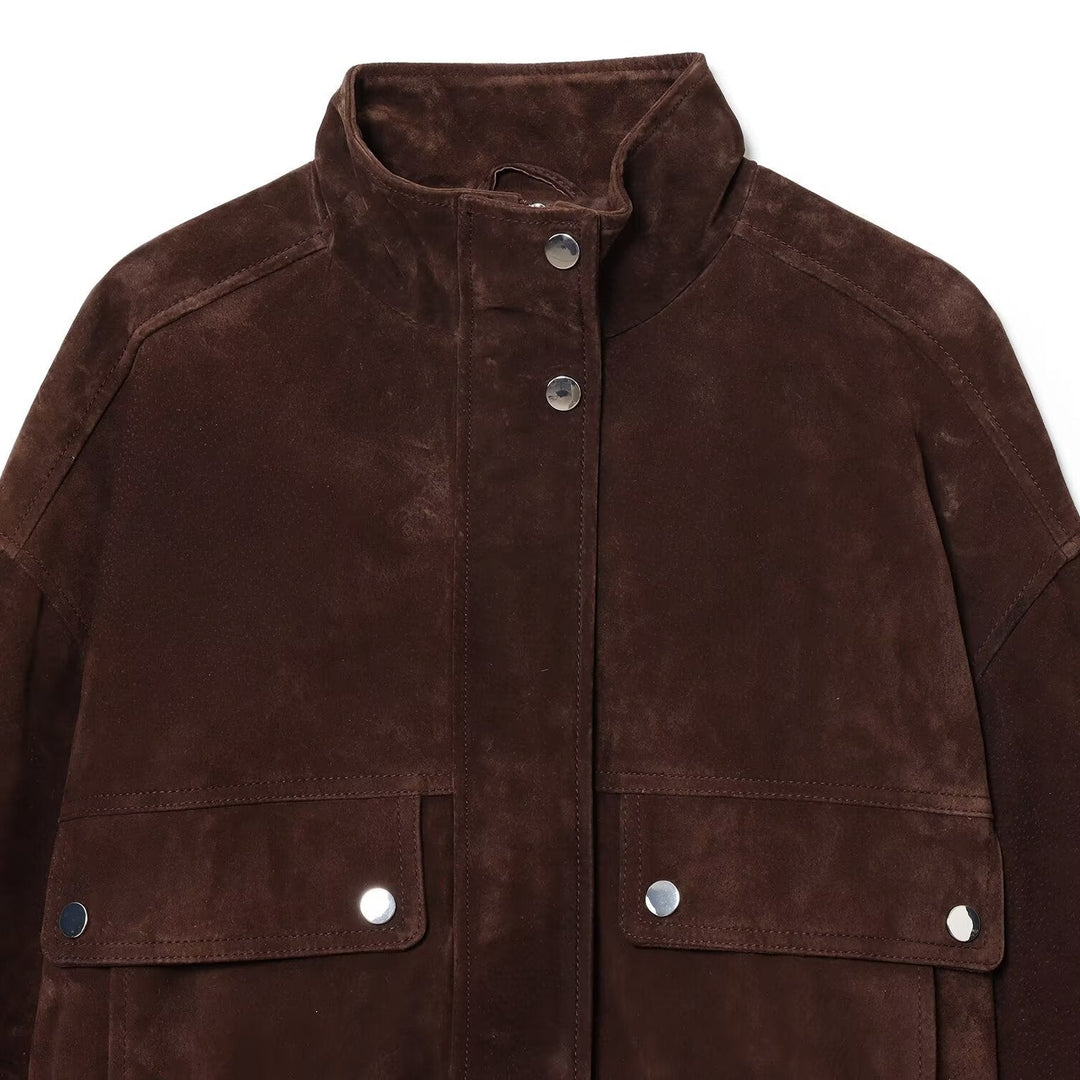 Damesjack van suède met zakken aan de voorkant - Mireane