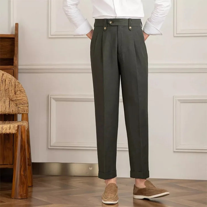 Rechte herenbroek met figuurnaad en hoge taille - Adrien