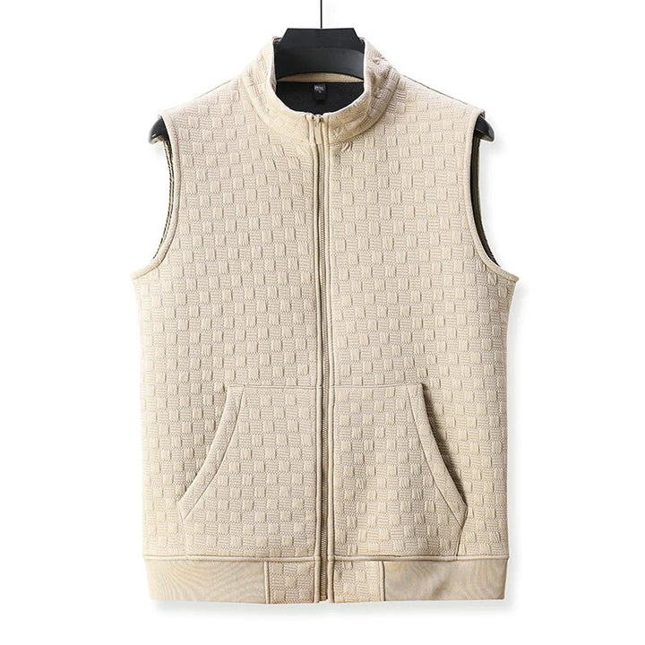Mouwloos geweven herengilet met rits - Lauffy