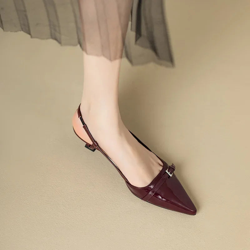 Damesschoenen open teen fijn riempje instap lage hak elegant - Chloé