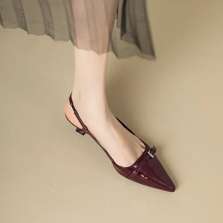 Damesschoenen open teen fijn riempje instap lage hak elegant - Chloé