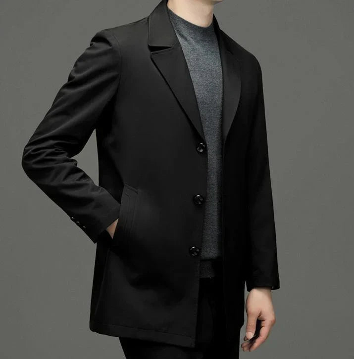 Lichtgewicht herenjas met revers in grijs - Noah