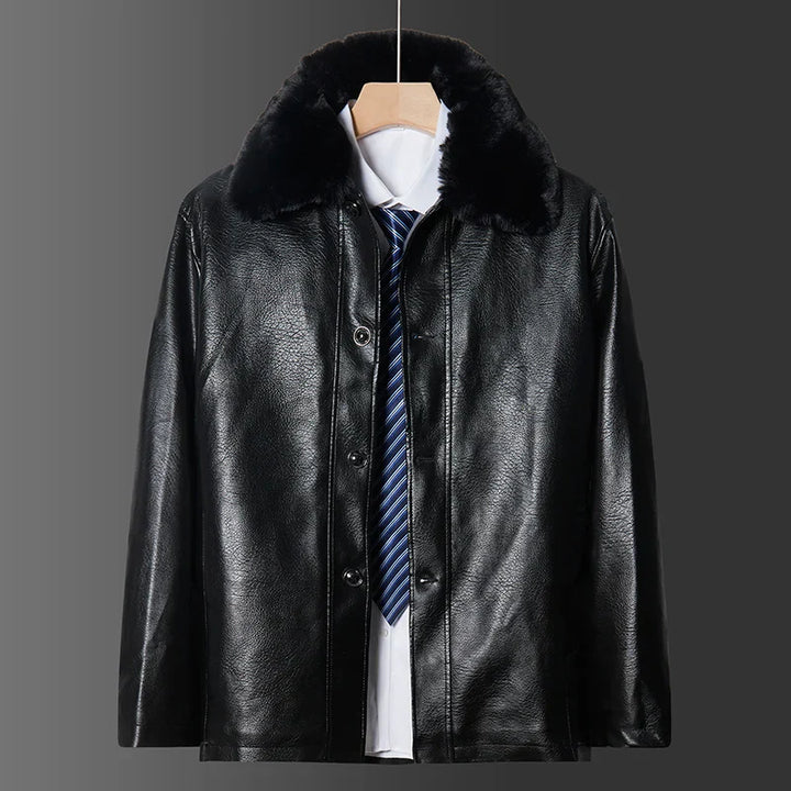 Veganistisch leren jack met kraag - Liam