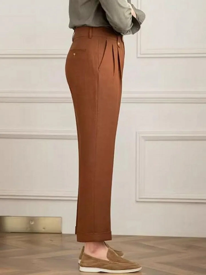 Rechte herenbroek met figuurnaad en hoge taille - Adrien