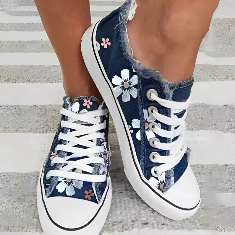 Rena - Trendy damesschoenen met gebloemd denimpatroon voor een stijlvolle look