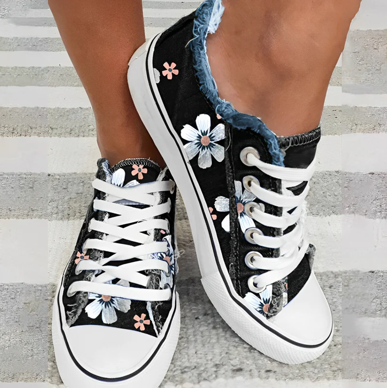 Rena - Trendy damesschoenen met gebloemd denimpatroon voor een stijlvolle look
