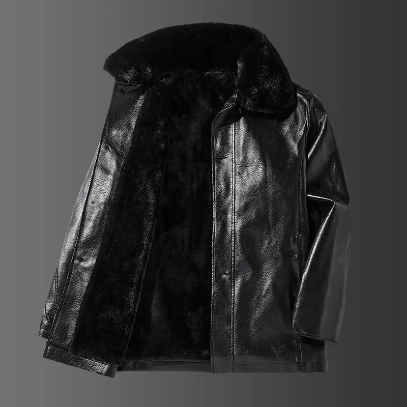 Veganistisch leren jack met kraag - Liam