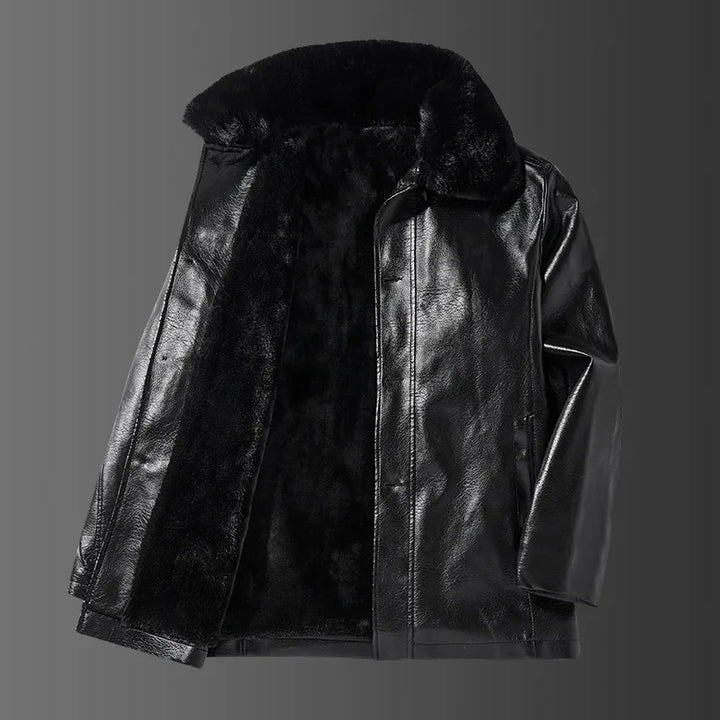 Veganistisch leren jack met kraag - Liam