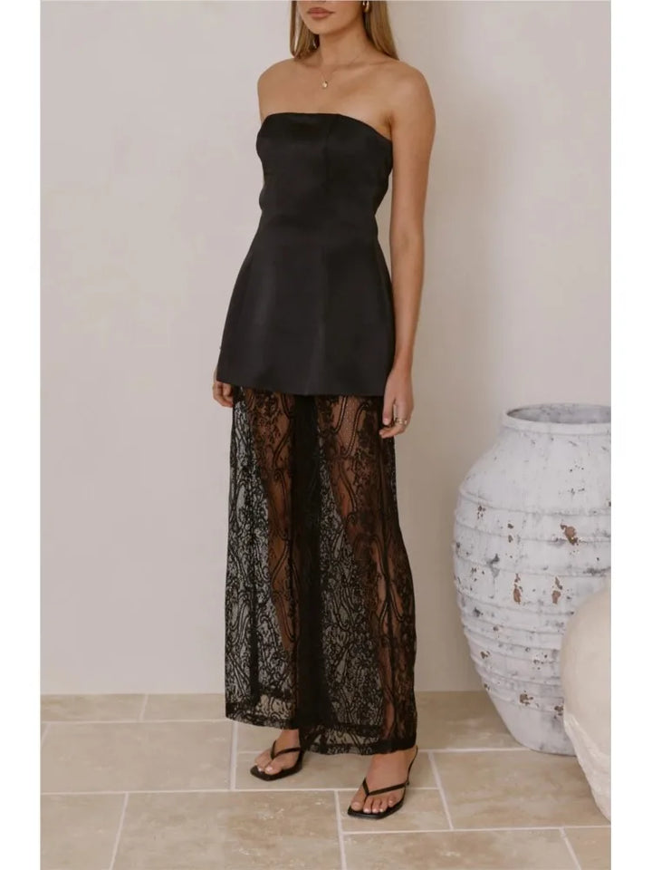 Damesset met strapless top en kanten broek - Selira