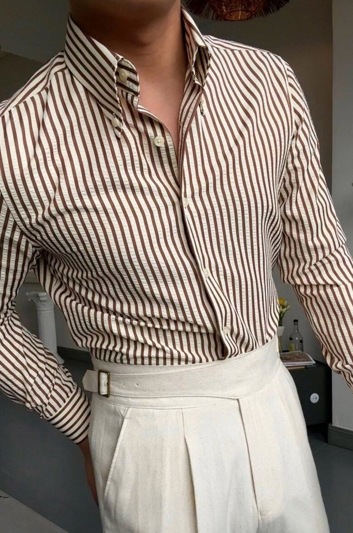 Gestreept overhemd met Italiaanse snit voor heren - Savino