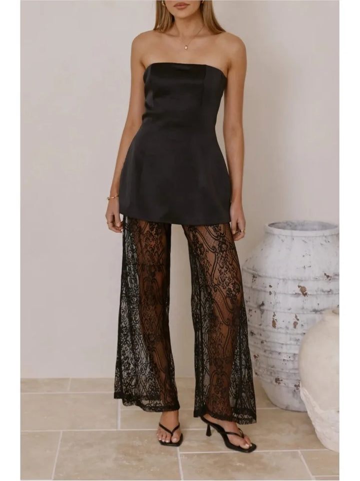 Damesset met strapless top en kanten broek - Selira