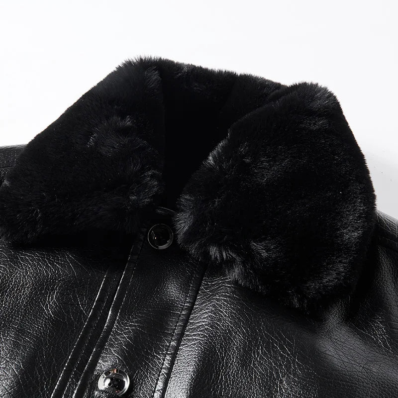 Veganistisch leren jack met kraag - Liam