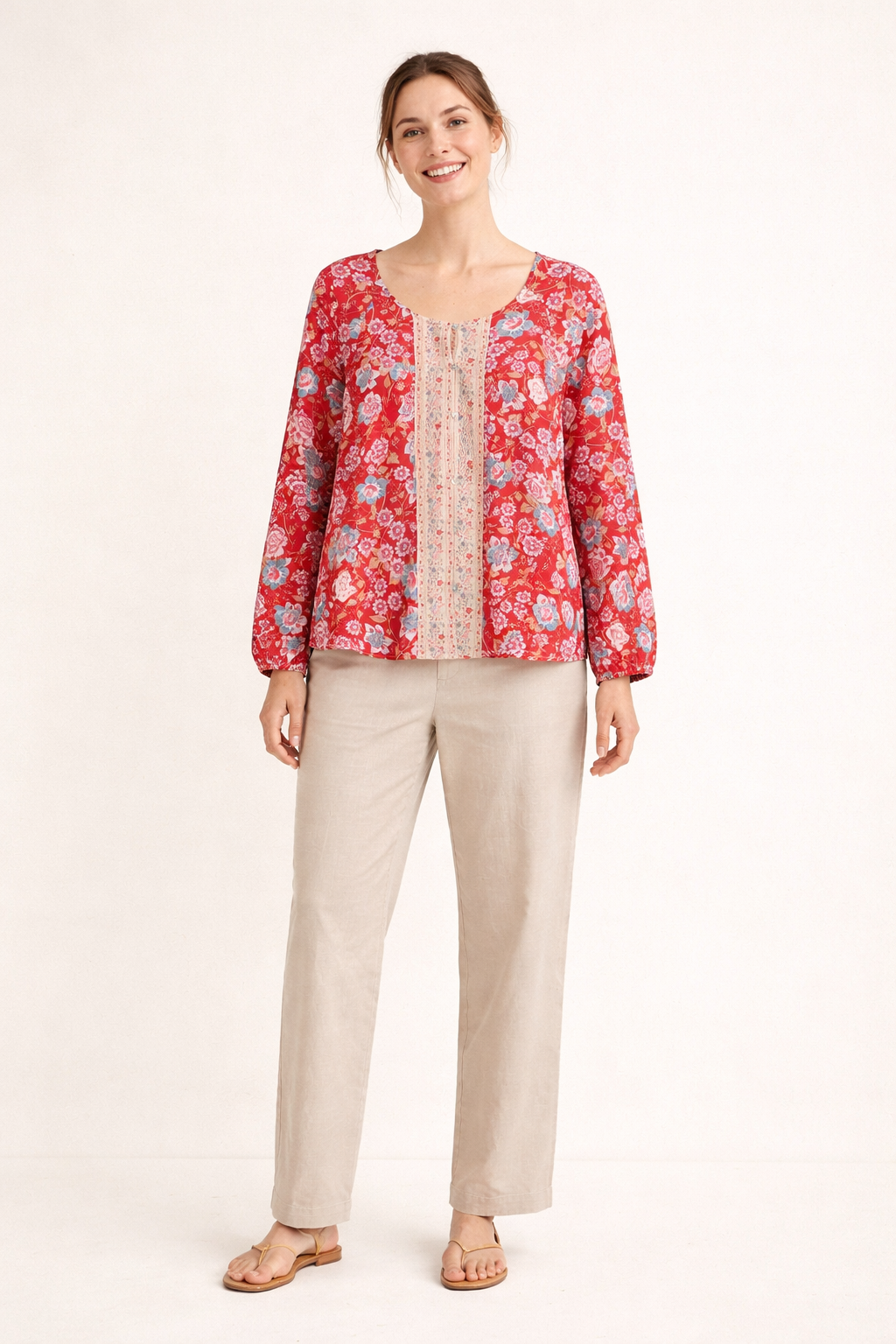 Damesblouse met lange mouwen en bloemenprint - Matilde