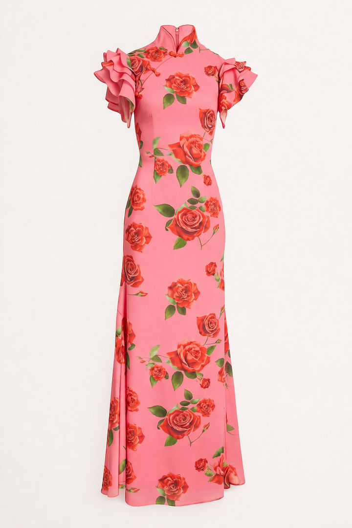 Lange gebloemde coltrui elegante casual stijl - Georgina