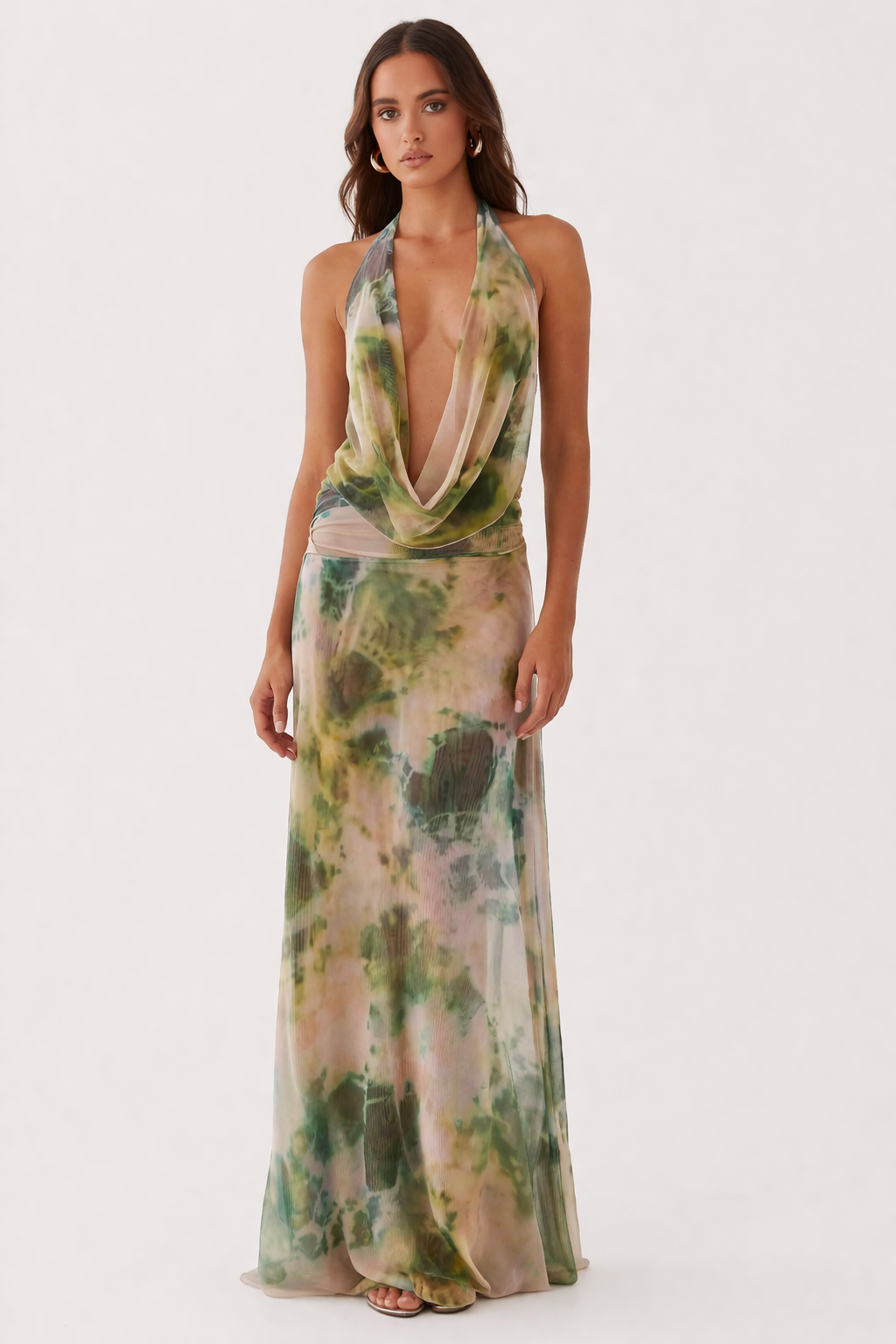 Halter lange jurk met halslijn voor dames - Livia