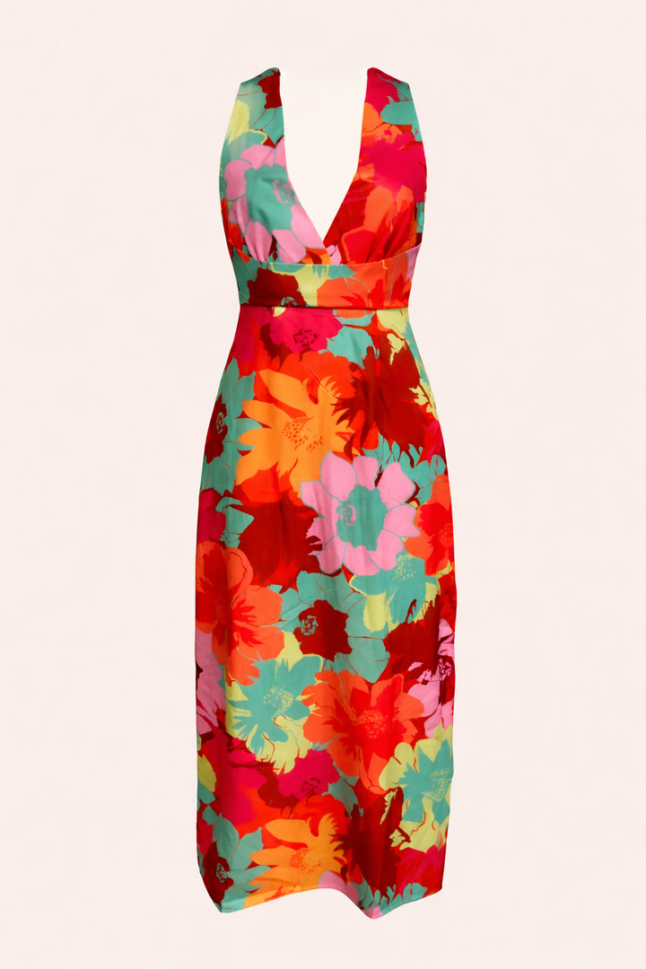 Maxi-jurk met bloemenprint halternek slanke pasvorm zomerstijl - Zafira