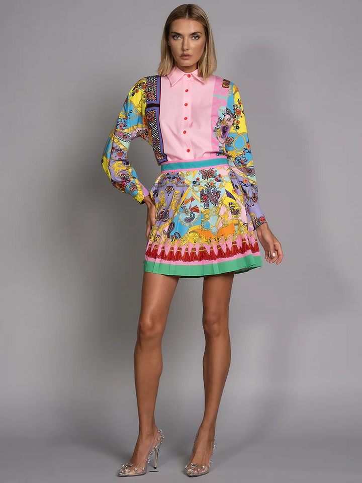 Damesset met plooirok en print - Bianca