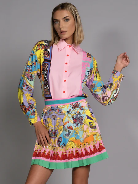 Damesset met plooirok en print - Bianca