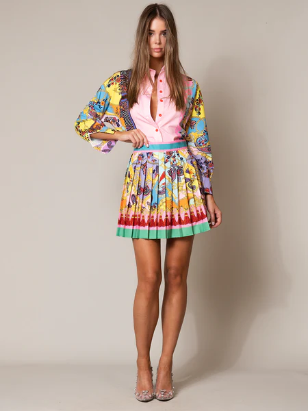 Damesset met plooirok en print - Bianca
