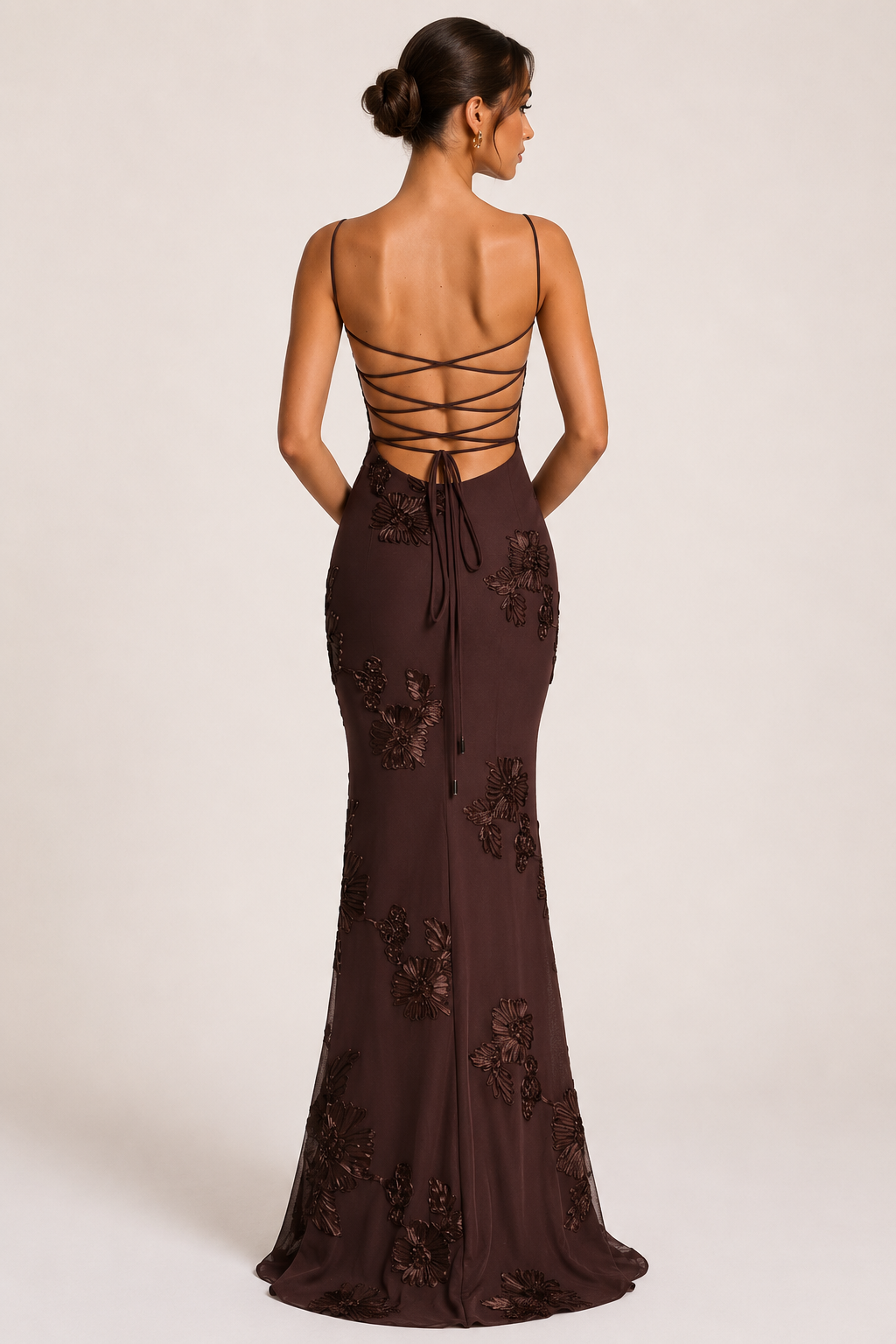 Elegante lange damesjurk met corsetlook en bloemenborduursel - Zarelle