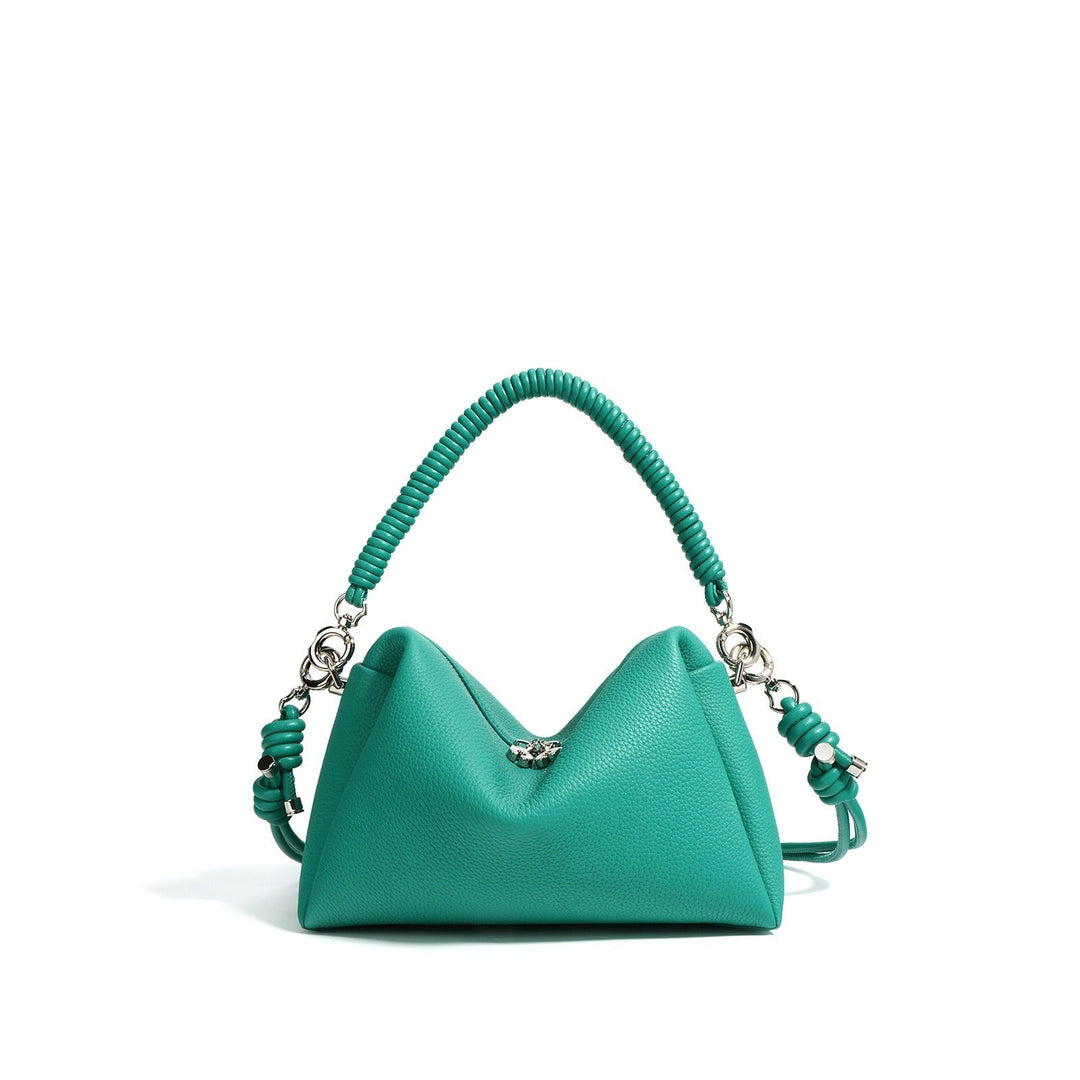 Schoudertas van echt leer voor vrouwen met gevlochten handvat - Mireya