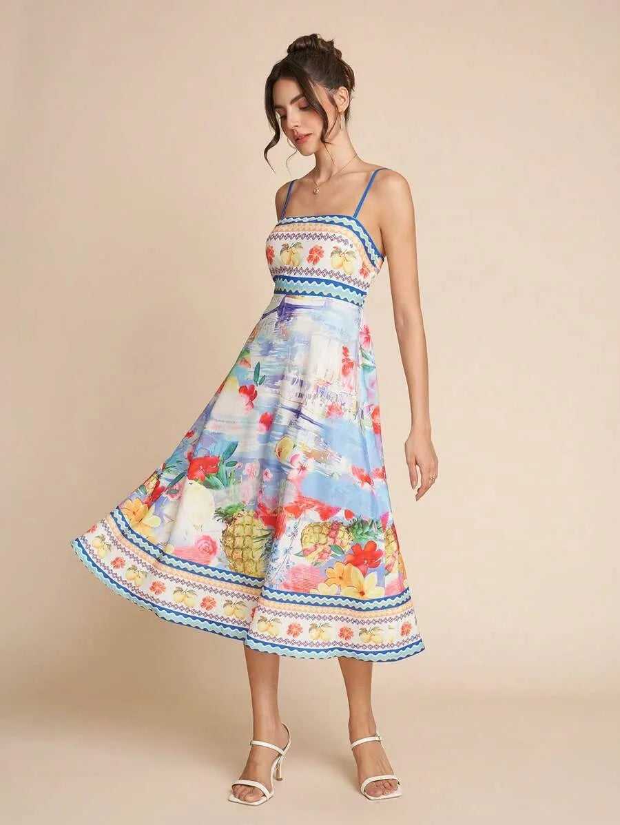 Lentezomer midi-jurk met bloemenprint - Mirela