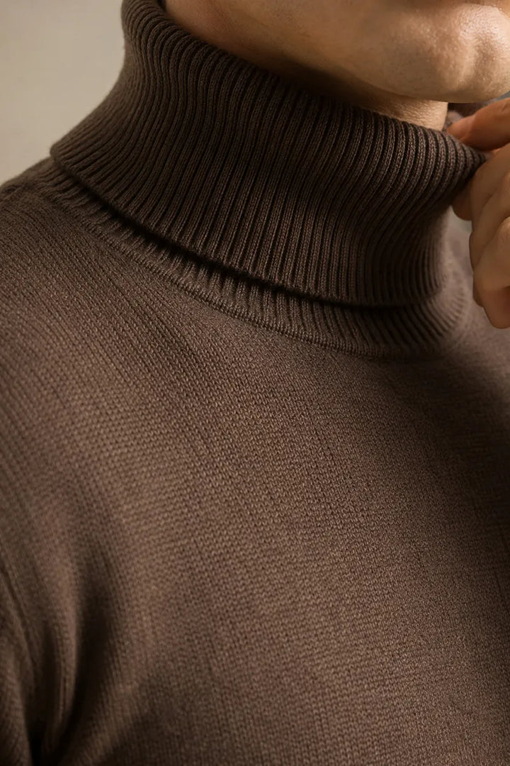 Slim-fit herentrui met col en effen breisel - Caspar