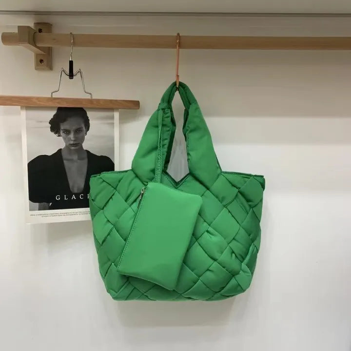 Gewatteerde canvas shopper tas voor dames - Sara