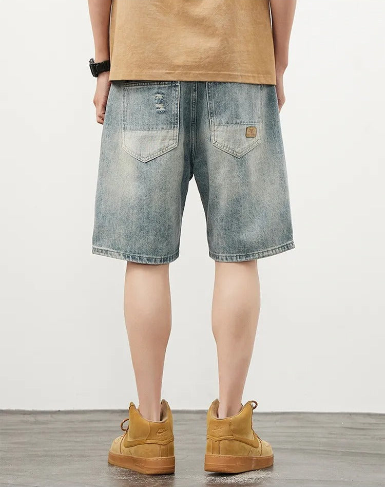 Heren denim shorts recht model - Tomás