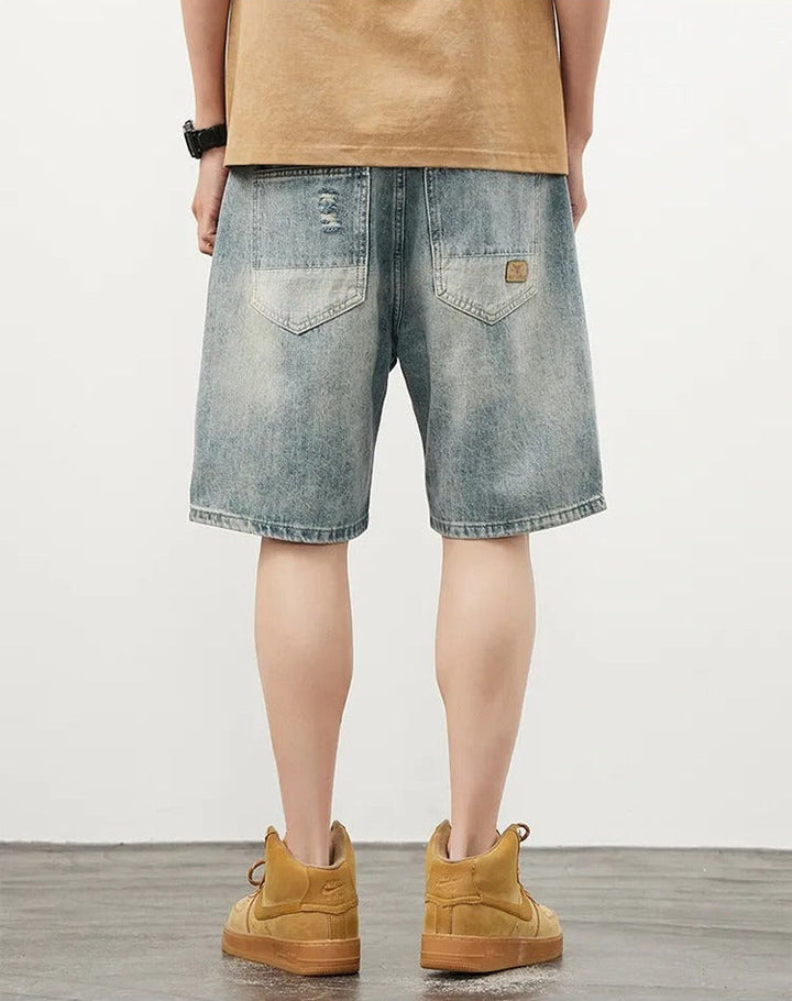 Heren denim shorts recht model - Tomás