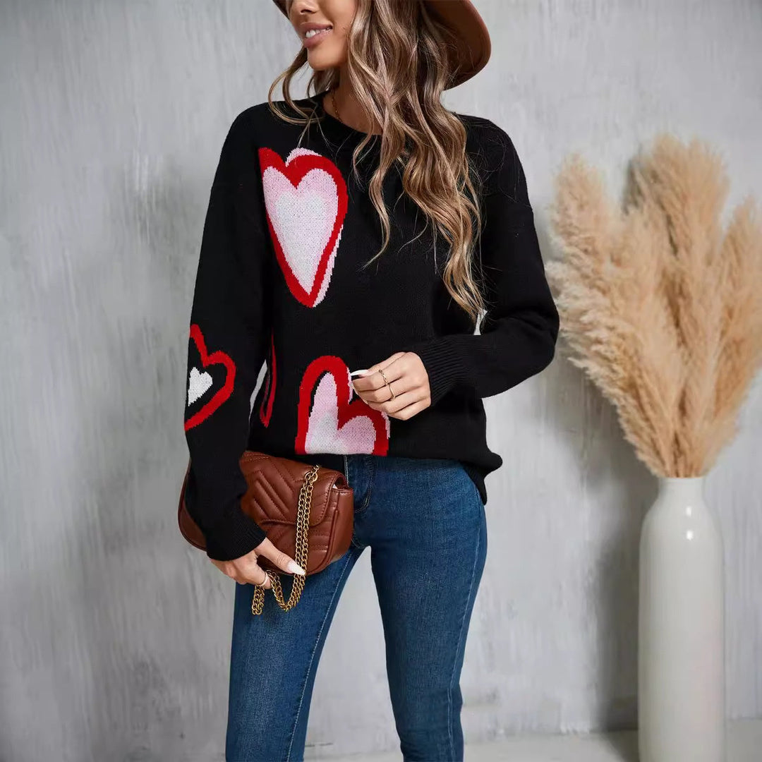 Gebreide trui met centraal hart voor dames - Virela