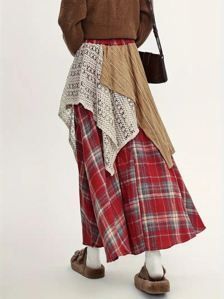 Asymmetrische lange trapeze rok, elegant en modern, perfect voor een trendy, vrouwelijke look