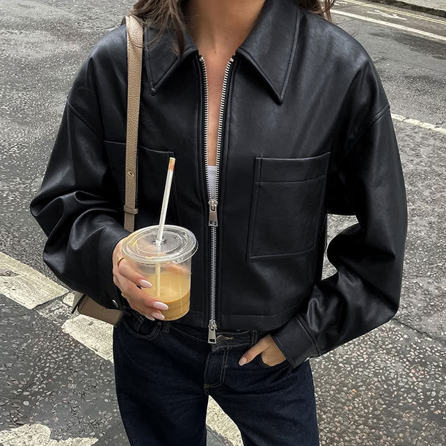 Kort damesjack met metalen ritssluiting - Raizy