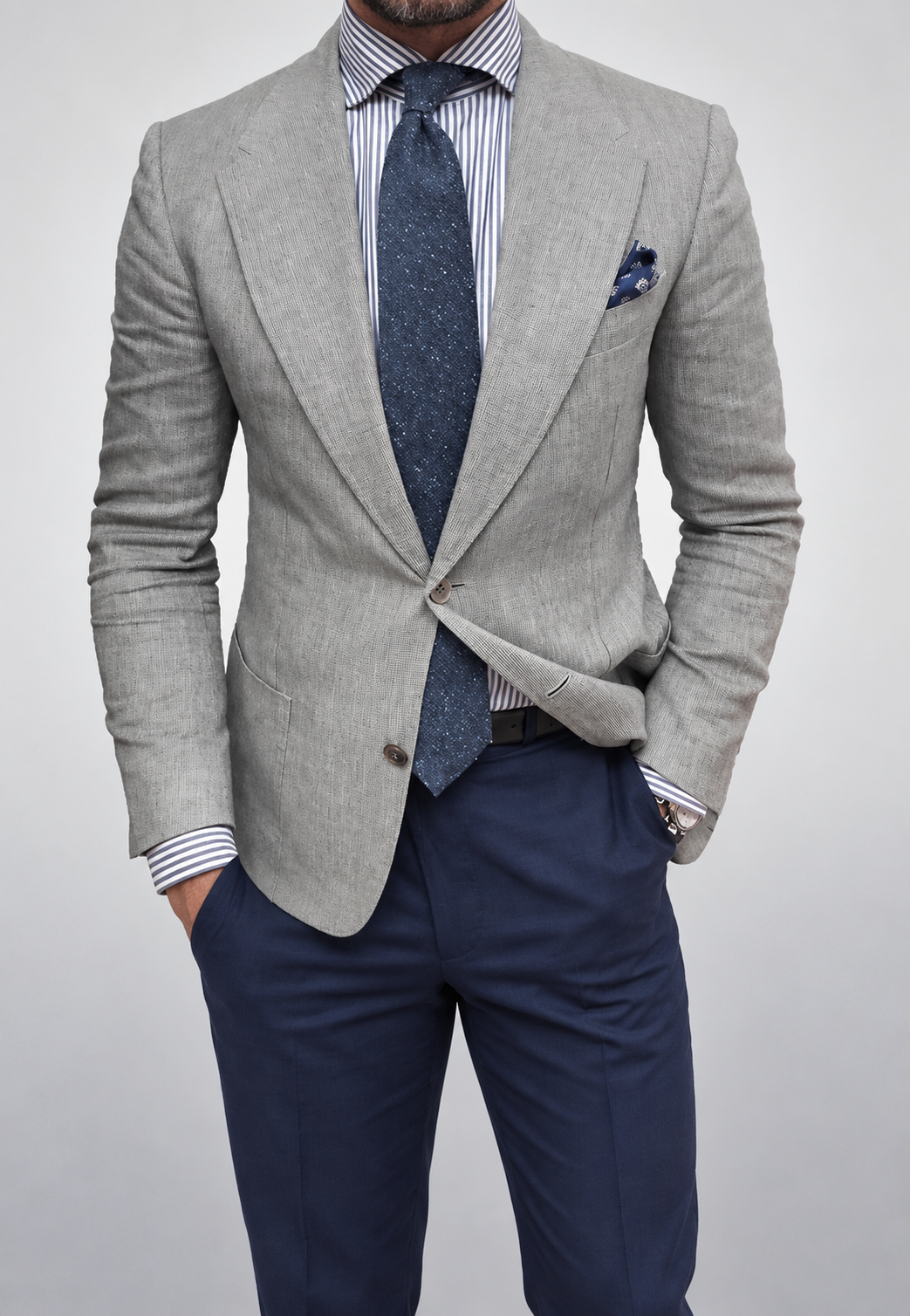 Getailleerde herenblazer met twee knopen en textuurweefsel - Alrik