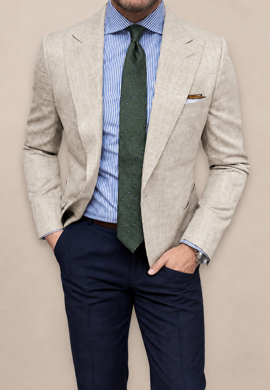 Getailleerde herenblazer met twee knopen en textuurweefsel - Alrik