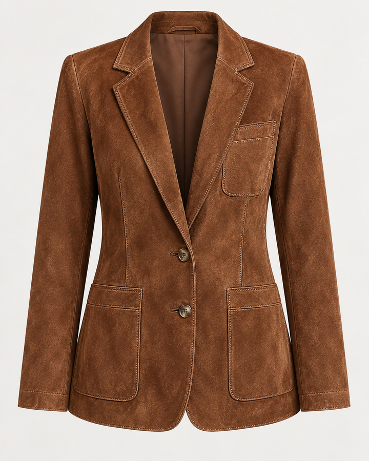 Blazer in suèdelook met revers en opgestikte zakken - Zélie