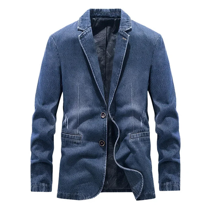 Herenjeans in Amerikaanse stijl met gewassen effect, versleten details en twee knopen - Ivar