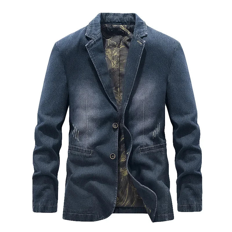 Herenjeans in Amerikaanse stijl met gewassen effect, versleten details en twee knopen - Ivar
